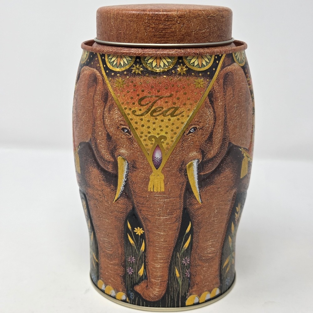 Williamson & Magor Embossed Pink Elephant Metal Darjeeling Tea Tin Caddy - Picture 6 of 7